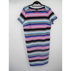 Talbots Womens Dress 1X Plus Size Short Sleeves Striped Pullover Cap Sleeve